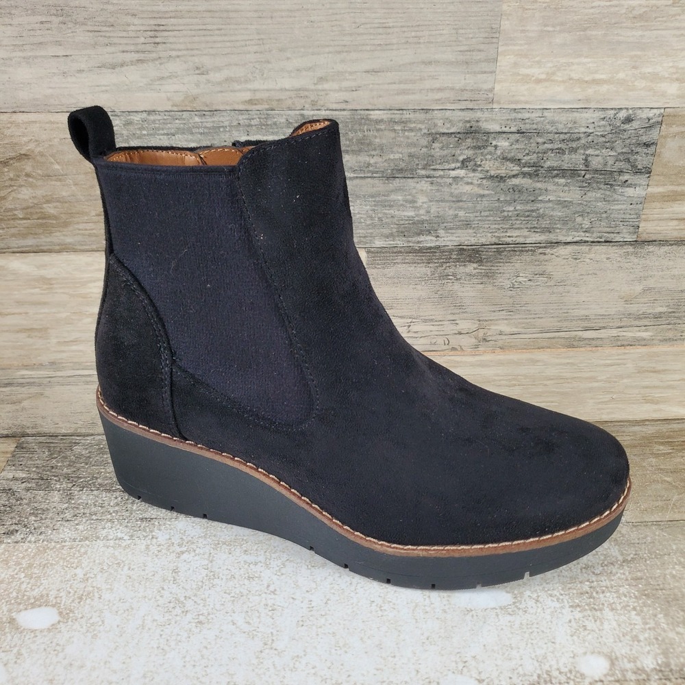 Eurosoft Franchesca Womens Ankle Boot Sz 9.5 M Black Elastic Gore Panel Side Zip